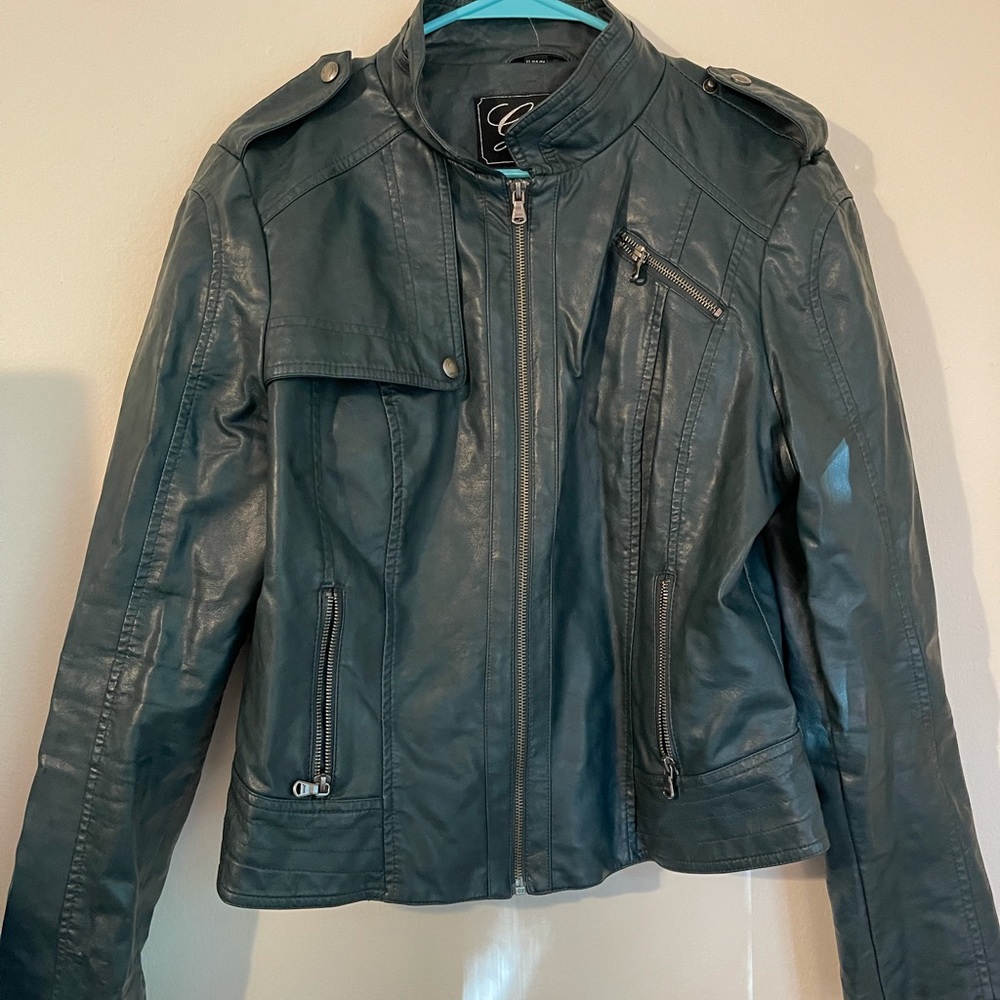 Green Guess Pleather Jacket